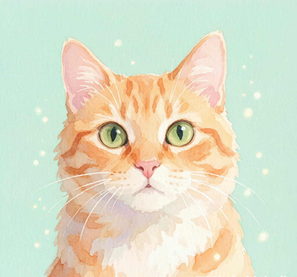 Watercolor cat portrait sample