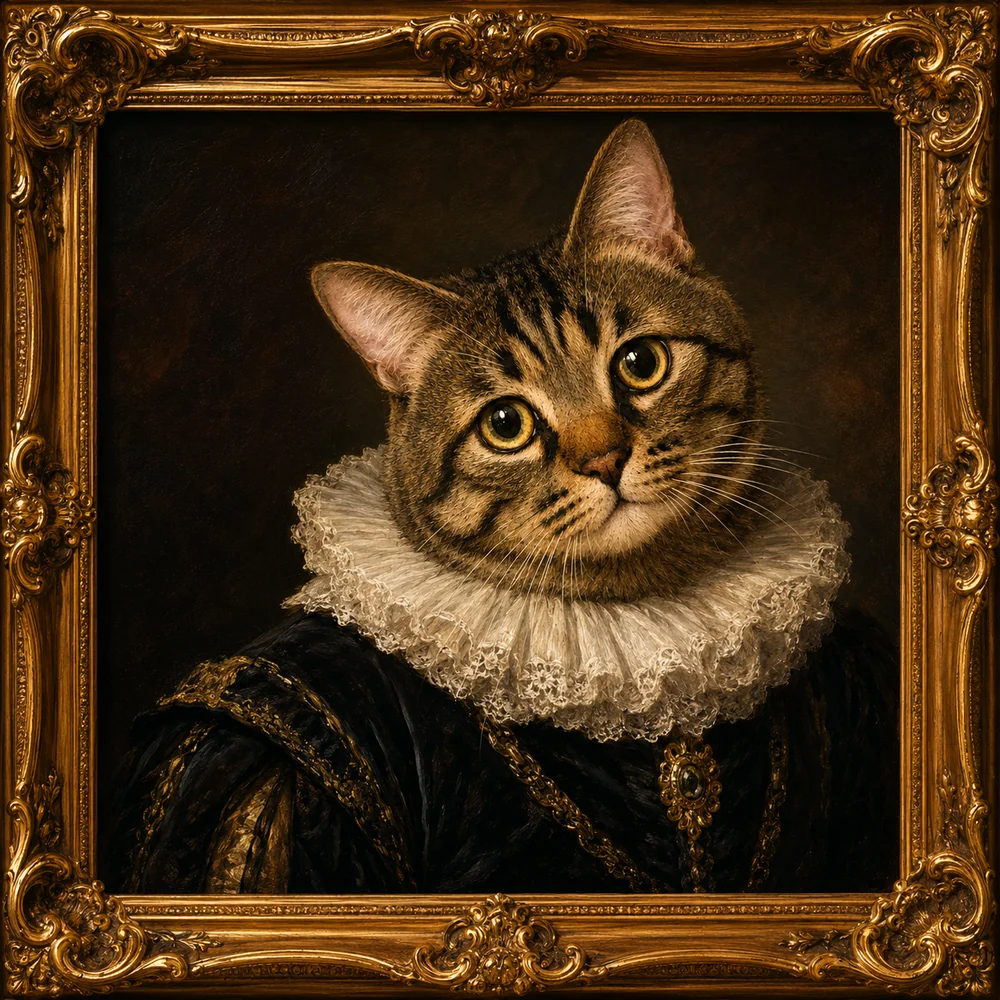 Oil painting cat portrait sample